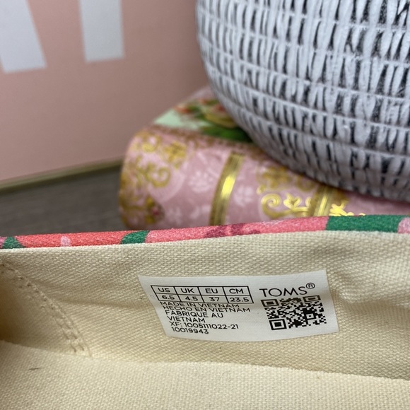 TOMS Alpargata Pink Poppy Print Shoe size 6.5 - Picture 8 of 8